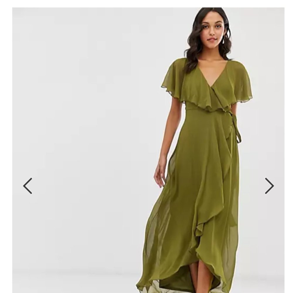 ASOS DESIGN cape back dipped hem maxi dress